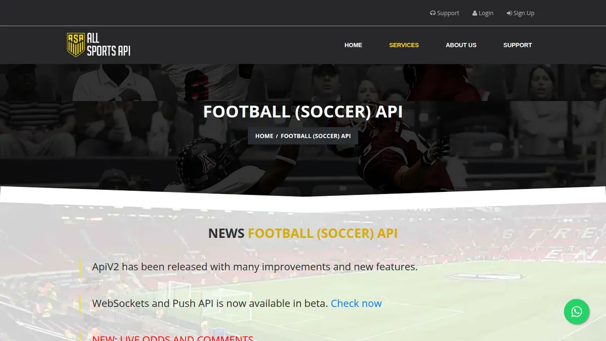 AllSports API official product page