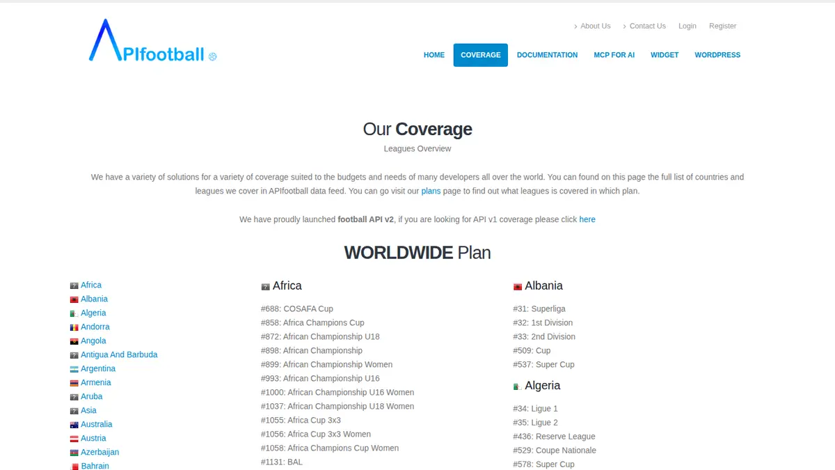 APIFootball.com official documentation page