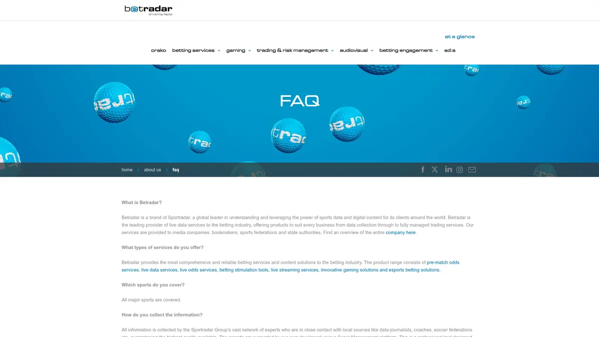 Betradar official product page