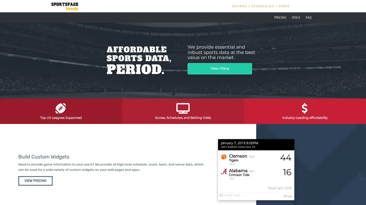 Sportspage Feeds official product page